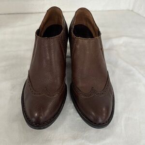 Born Brown Leather Western Ankle Boots